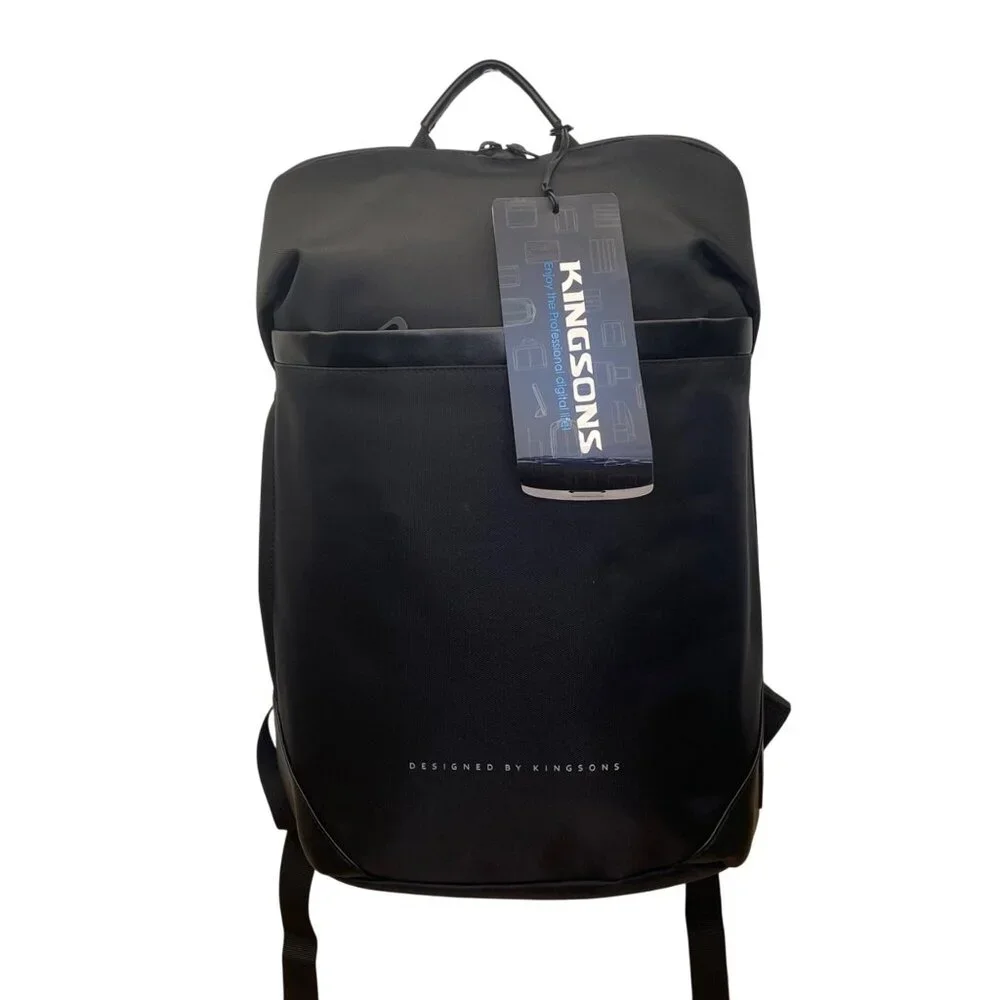 Kingsons Men’s Black Nylon With USB Charging Port Stylish Design Laptop Backpack